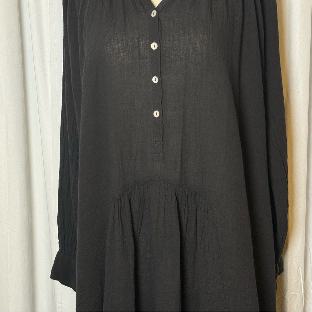 Honorine Paola Dress Black Cotton Gauze Beach Cover Up Tunic Women’s Small - Picture 5 of 10